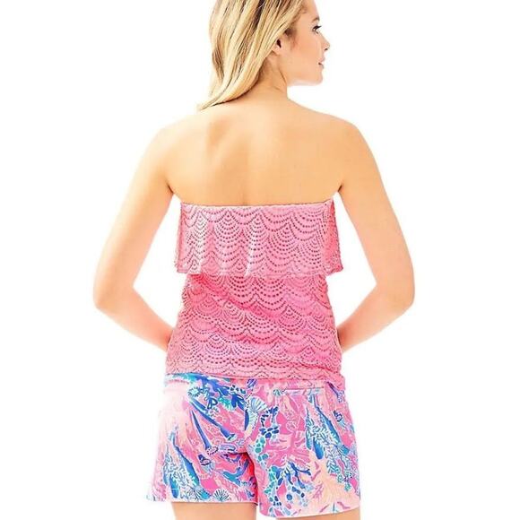 Lilly Pulitzer Wiley Tube Top in Coral Reef Tint Pink, Size Small | Lace Summer - Picture 2 of 11